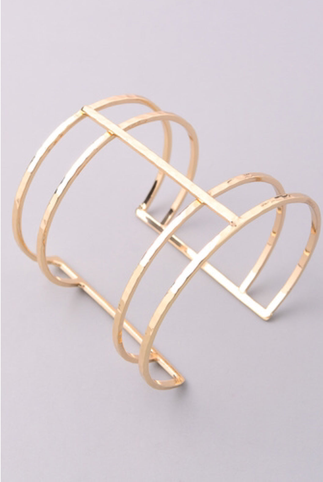 Gold Dimpled Cage Cuff